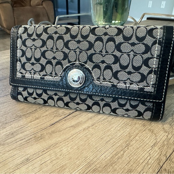Coach signature canvas monogram black gray set wallet card holder GUC - Picture 5 of 5
